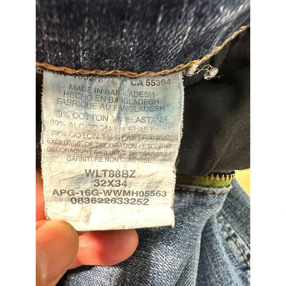Wrangler Retro Slim Straight Mens 32x34 Blue Denim Jeans WLT88BZ Western Y2K